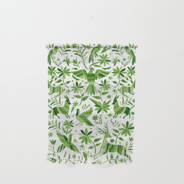 Mexican Otomí Design in Green by Akbaly Wall Hanging Gallery Image 1
