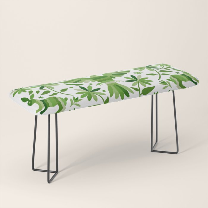 Mexican Otomí Design in Green by Akbaly Bench Gallery Image 1