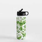 Mexican Otomí Design in Green by Akbaly Water Bottle Gallery Image 1