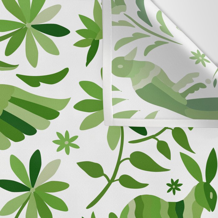 Mexican Otomí Design in Green by Akbaly Wall Tapestry Gallery Image 3