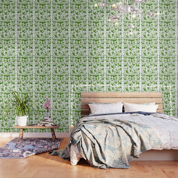 Mexican Otomí Design in Green by Akbaly Wallpaper Gallery Image 1