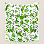 Mexican Otomí Design in Green by Akbaly Wall Tapestry Gallery Image 4