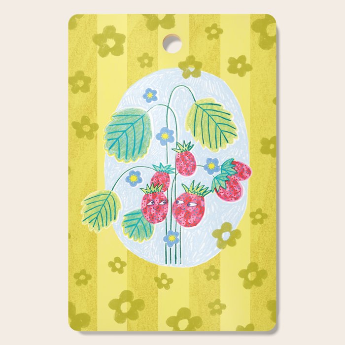 Sweet Strawberry Plant Friends in Yellow & Pink Cutting Board Gallery Image 1
