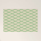 Coastal Fish Mid Century Modern Minimalist Pattern in Light Pastel Green Cream Blue Welcome Mat Gallery Image 1