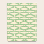 Coastal Fish Mid Century Modern Minimalist Pattern in Light Pastel Green Cream Blue Notebook Gallery Image 4
