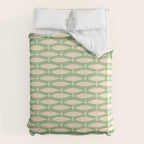 Coastal Fish Mid Century Modern Minimalist Pattern in Light Pastel Green Cream Blue Duvet Cover Gallery Image 6