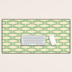 Coastal Fish Mid Century Modern Minimalist Pattern in Light Pastel Green Cream Blue Desk Mat Gallery Image 1