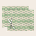 Coastal Fish Mid Century Modern Minimalist Pattern in Light Pastel Green Cream Blue Placemat Gallery Image 1