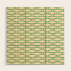 Coastal Fish Mid Century Modern Minimalist Pattern in Light Pastel Green Cream Blue Wood Wall Art Gallery Image 1