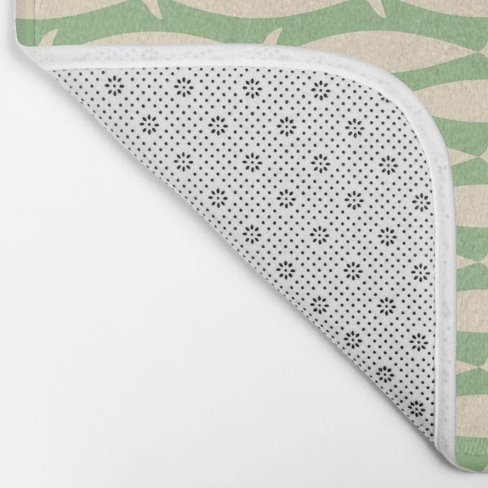 Coastal Fish Mid Century Modern Minimalist Pattern in Light Pastel Green Cream Blue Bath Mat Gallery Image 2