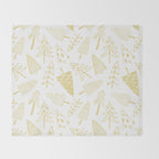Goldd christmas pine tree doodle pattern Throw Blanket Gallery Image 2