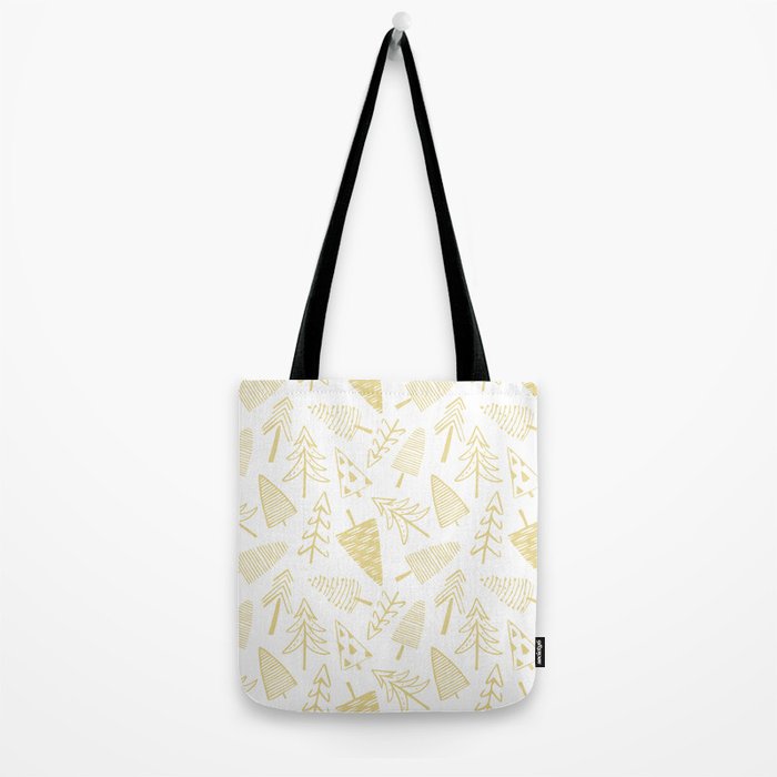Goldd christmas pine tree doodle pattern Tote Bag Gallery Image 2