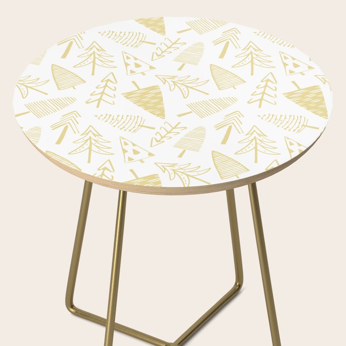 Goldd christmas pine tree doodle pattern Side Table Gallery Image 2
