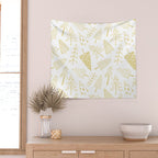 Goldd christmas pine tree doodle pattern Wall Tapestry Gallery Image 2