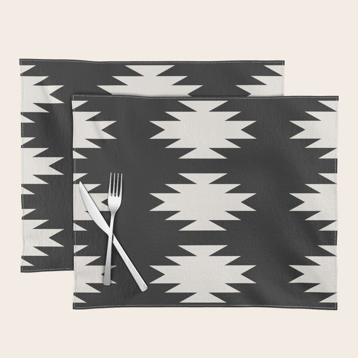 Geometric Southwestern Minimalism - Black and White Placemat Gallery Image 1