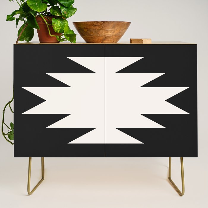 Geometric Southwestern Minimalism - Black and White Credenza Gallery Image 1