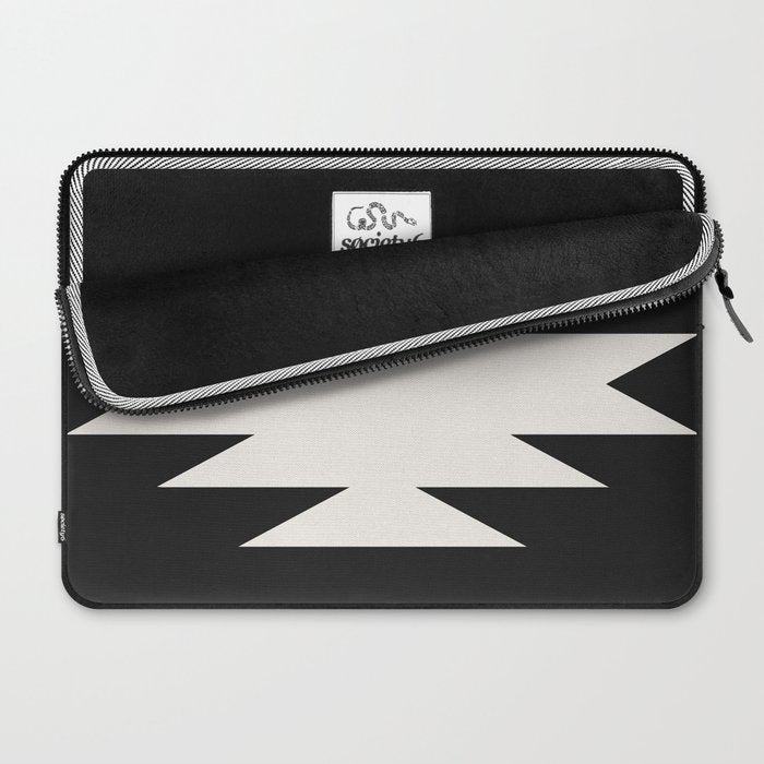 Geometric Southwestern Minimalism - Black and White Laptop Sleeve Gallery Image 2