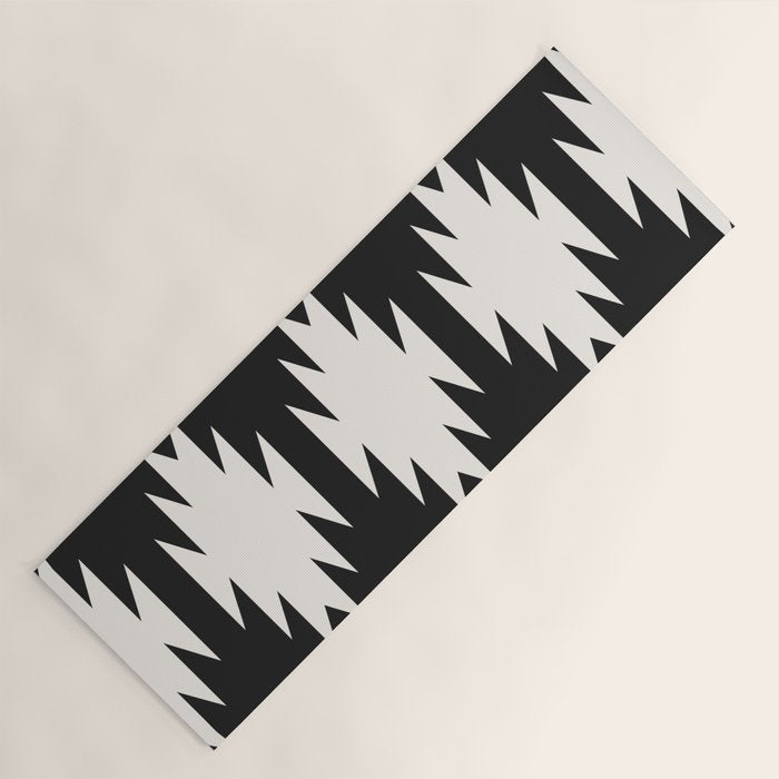Geometric Southwestern Minimalism - Black and White Yoga Mat Gallery Image 1