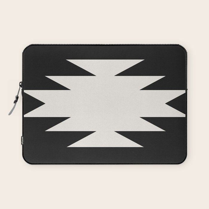Geometric Southwestern Minimalism - Black and White Laptop Sleeve Gallery Image 1
