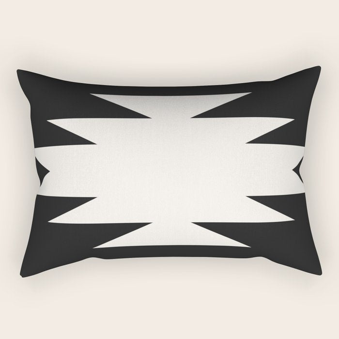 Geometric Southwestern Minimalism - Black and White Rectangular Pillow Gallery Image 1