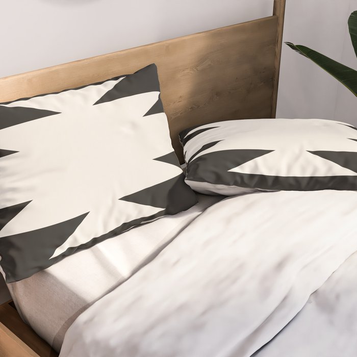 Geometric Southwestern Minimalism - Black and White Pillow Sham Gallery Image 2