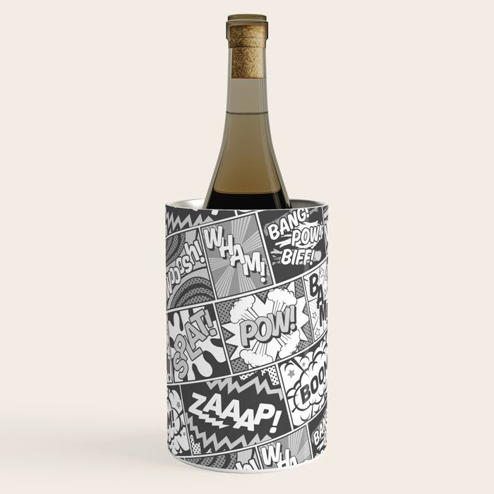 Black and White Modern Comic Book Superhero Pattern Color Colour Cartoon Lichtenstein Pop Art Wine Chiller Gallery Image 2