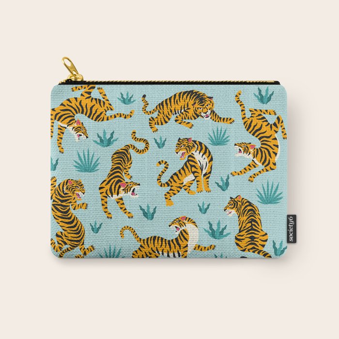 Tigers and tropical leaves. Carry All Pouch Gallery Image 1