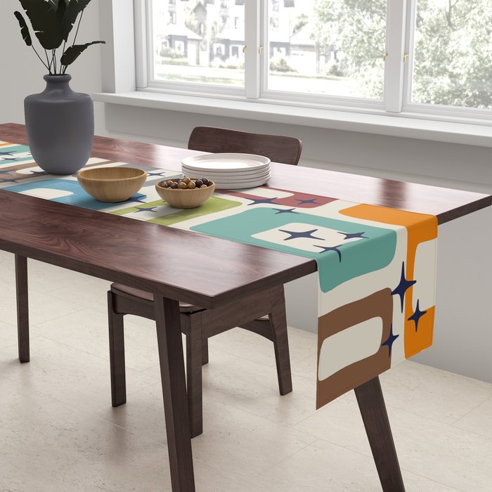 Retro Mid Century Modern Abstract Pattern 224 Atomic Googie Table Runner Gallery Image 2