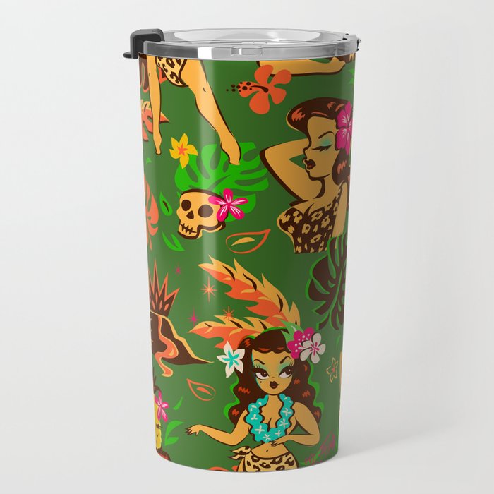 Tiki Temptress on Green Travel Mug Gallery Image 3