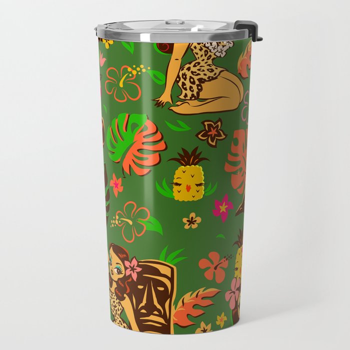 Tiki Temptress on Green Travel Mug Gallery Image 2