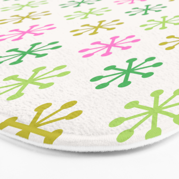 Retro Snowflakes - Pink & Green Bath Mat Gallery Image 3