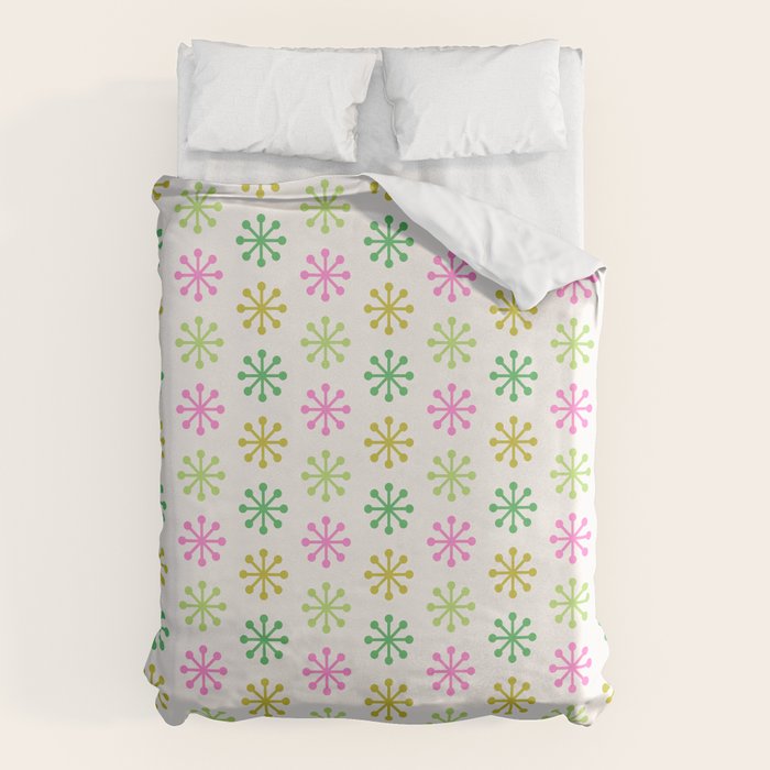 Retro Snowflakes - Pink & Green Duvet Cover Gallery Image 6