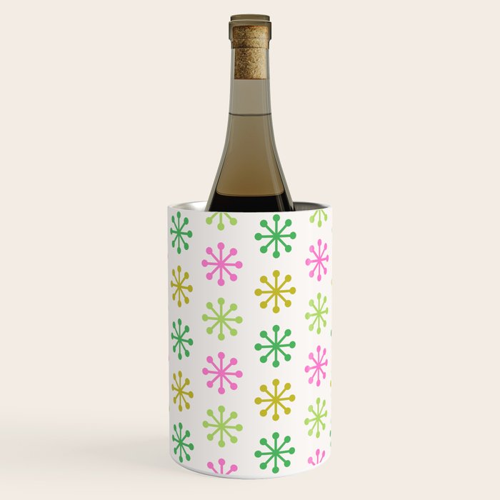 Retro Snowflakes - Pink & Green Wine Chiller Gallery Image 1