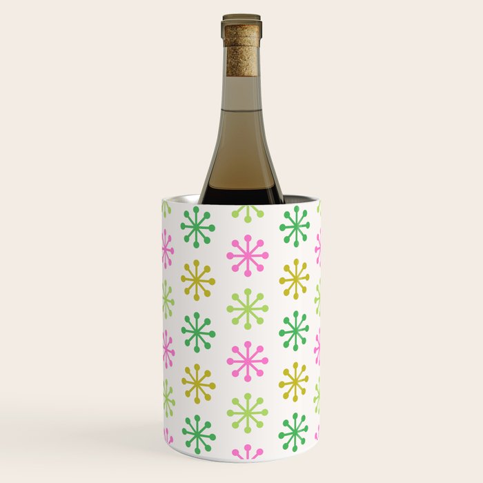 Retro Snowflakes - Pink & Green Wine Chiller Gallery Image 2