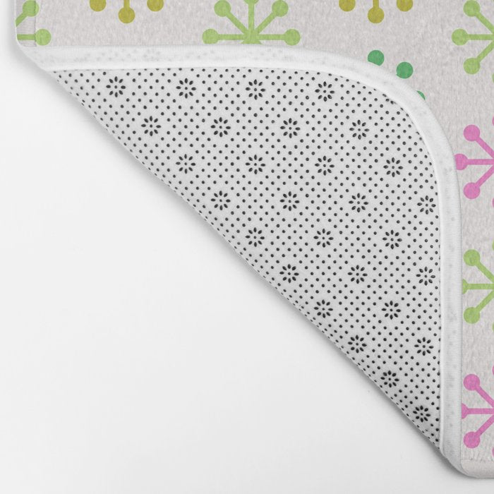 Retro Snowflakes - Pink & Green Bath Mat Gallery Image 2