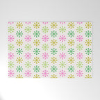 Retro Snowflakes - Pink & Green Welcome Mat Gallery Image 1