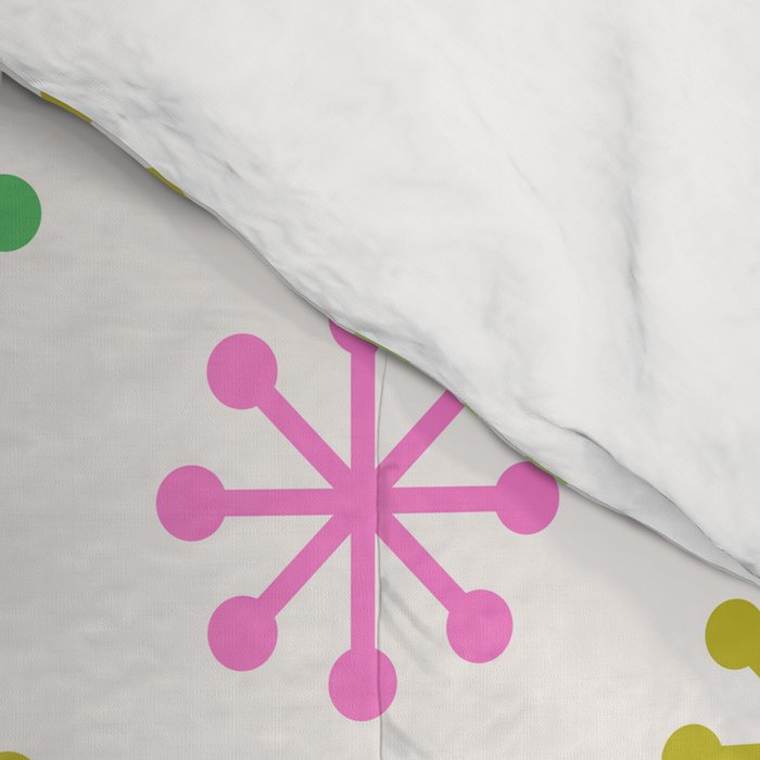 Retro Snowflakes - Pink & Green Comforter Gallery Image 4