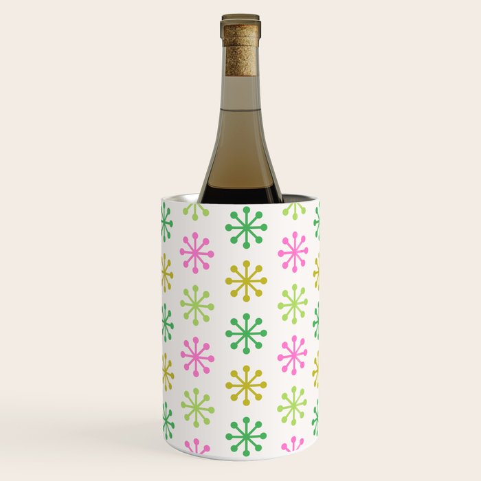 Retro Snowflakes - Pink & Green Wine Chiller Gallery Image 3