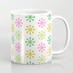 Retro Snowflakes - Pink & Green Coffee Mug Gallery Image 1