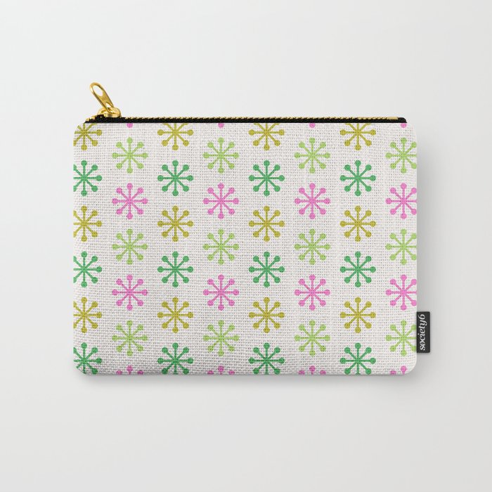 Retro Snowflakes - Pink & Green Carry All Pouch Gallery Image 1