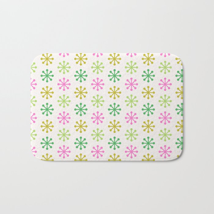 Retro Snowflakes - Pink & Green Bath Mat Gallery Image 1