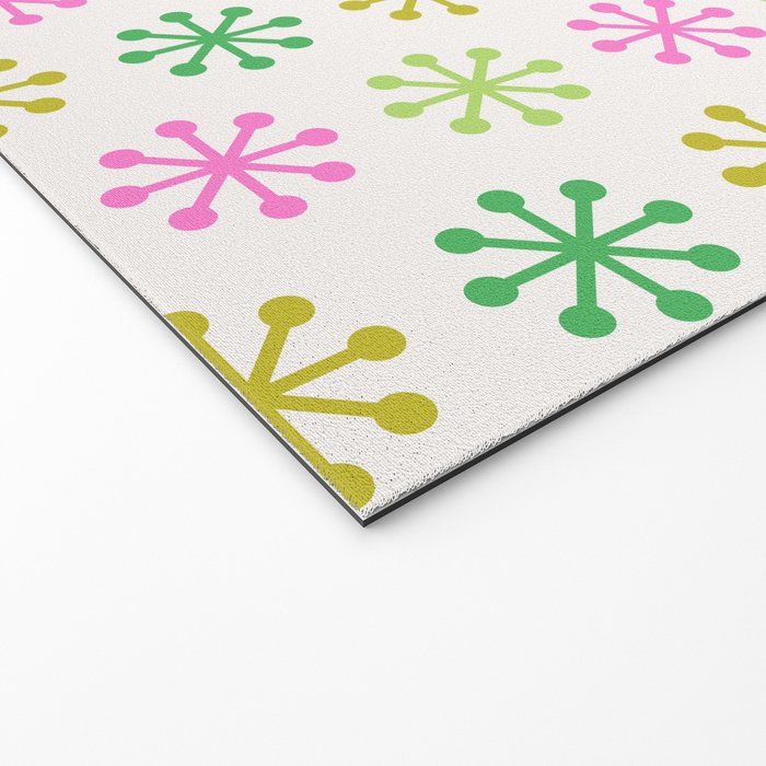 Retro Snowflakes - Pink & Green Welcome Mat Gallery Image 2