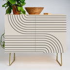 Minimal Line Curvature XCVI Vintage Creme & Black Mid Century Modern Arch Abstract Credenza Gallery Image 1