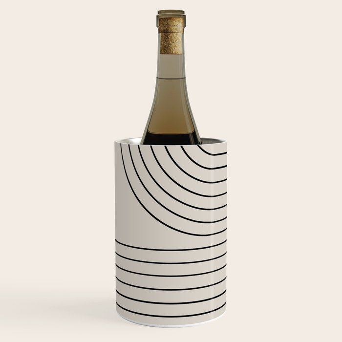 Minimal Line Curvature XCVI Vintage Creme & Black Mid Century Modern Arch Abstract Wine Chiller Gallery Image 2
