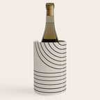 Minimal Line Curvature XCVI Vintage Creme & Black Mid Century Modern Arch Abstract Wine Chiller Gallery Image 2