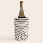Minimal Line Curvature XCVI Vintage Creme & Black Mid Century Modern Arch Abstract Wine Chiller Gallery Image 3