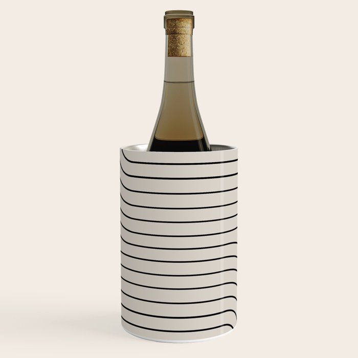 Minimal Line Curvature XCVI Vintage Creme & Black Mid Century Modern Arch Abstract Wine Chiller Gallery Image 1