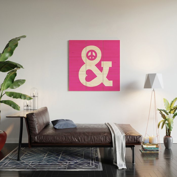 Peace and Love (pink edition) Wood Wall Art Gallery Image 2