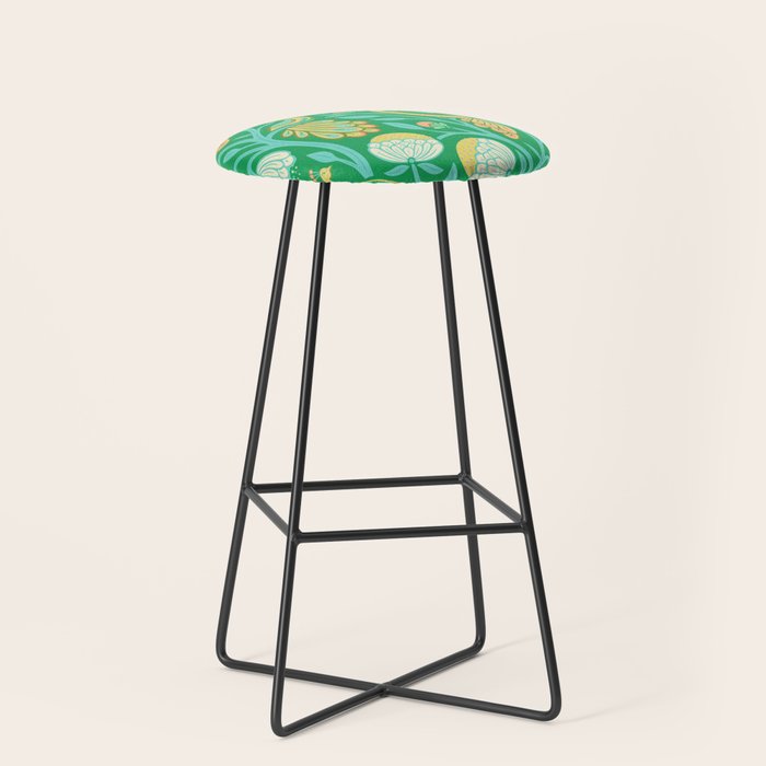Peacock Dreams - Electric Green Stool Gallery Image 1