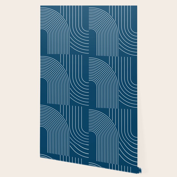 Geometric Lines in night Blue 16 (Rainbow Abstract) Wallpaper Gallery Image 2